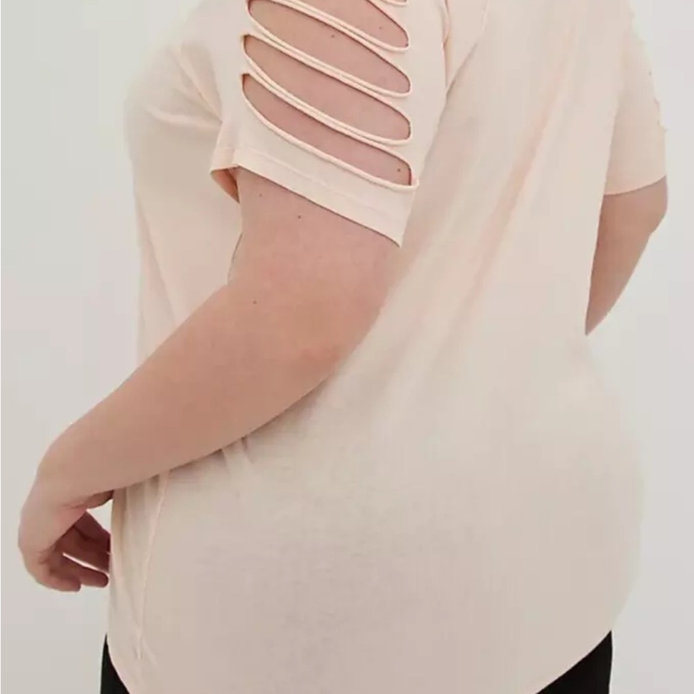 torrid love sick light pink slashed cold shoulder sleeve t shirt - Picture 12 of 14